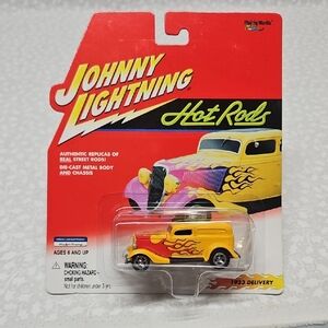 Johnny Lightning Yellow 1933 Ford Delivery With Flames